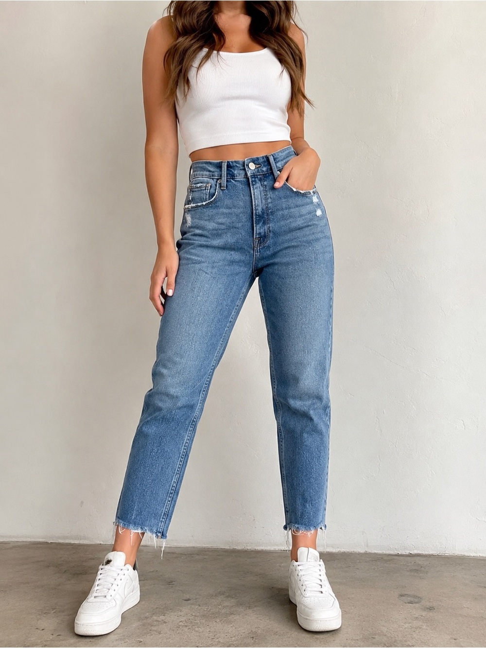 Abercrombie & Fitch The Taper Jean High Rise Size 27 Curve Love Distressed